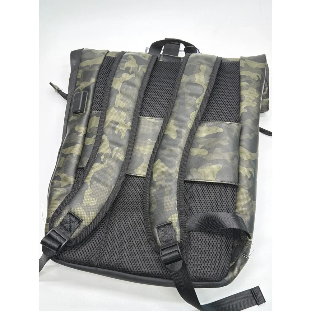 Duchamp London Olive Camouflage Foldover Backpack USB Port Laptop Sleeve 16632